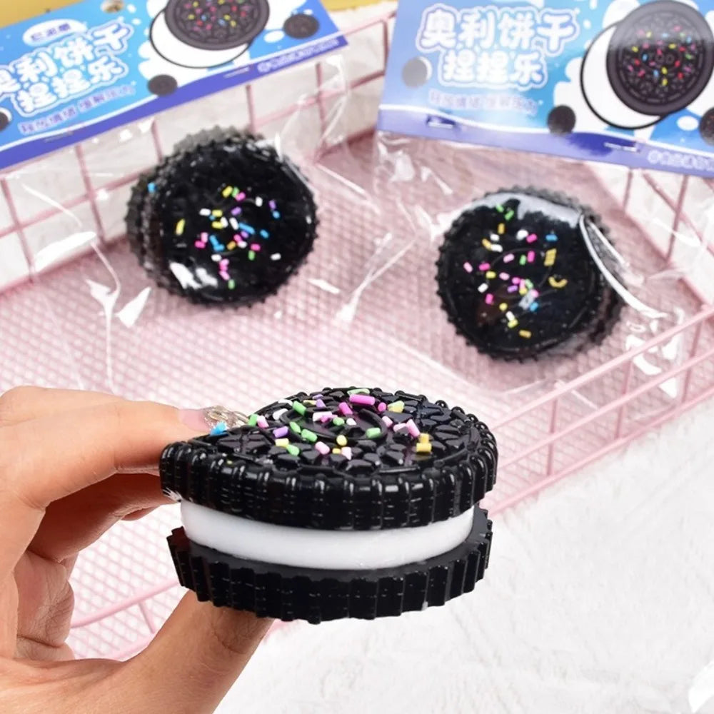 Simulation Oreo Stress Relief Squishy Toy. Creative Cookie Cake Super Soft Squeeze Toy. Sandwich Biscuit Antistress Gadget.