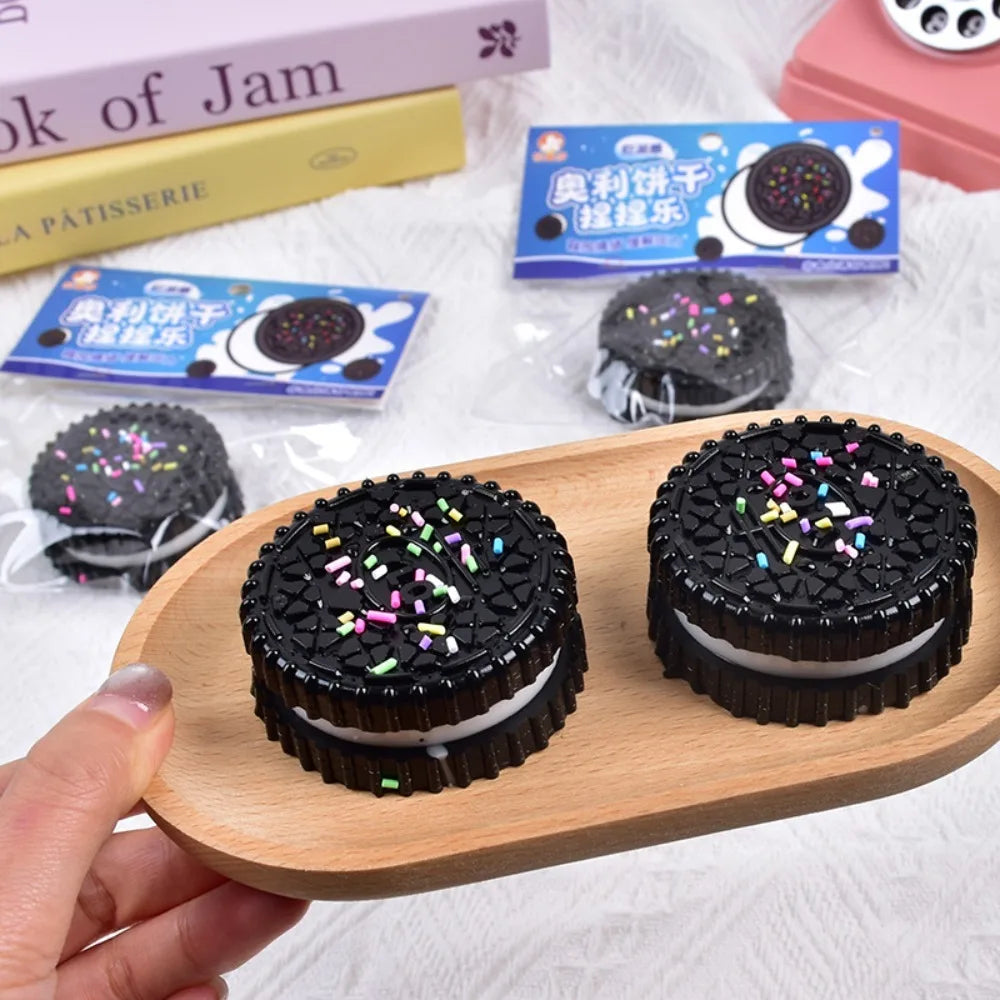 Simulation Oreo Stress Relief Squishy Toy. Creative Cookie Cake Super Soft Squeeze Toy. Sandwich Biscuit Antistress Gadget.